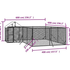 MAISON EXCLUSIVE - Chenil d'extérieur pour chiens avec toit argenté 6x6x2,5 m