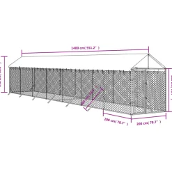 MAISON EXCLUSIVE - Chenil d'extérieur pour chiens avec toit argenté 2x14x2,5 m