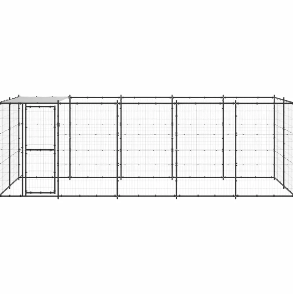 MAISON EXCLUSIVE - Chenil extérieur acier avec toit 12,1 m²