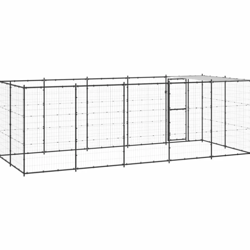 MAISON EXCLUSIVE - Chenil extérieur acier avec toit 12,1 m²