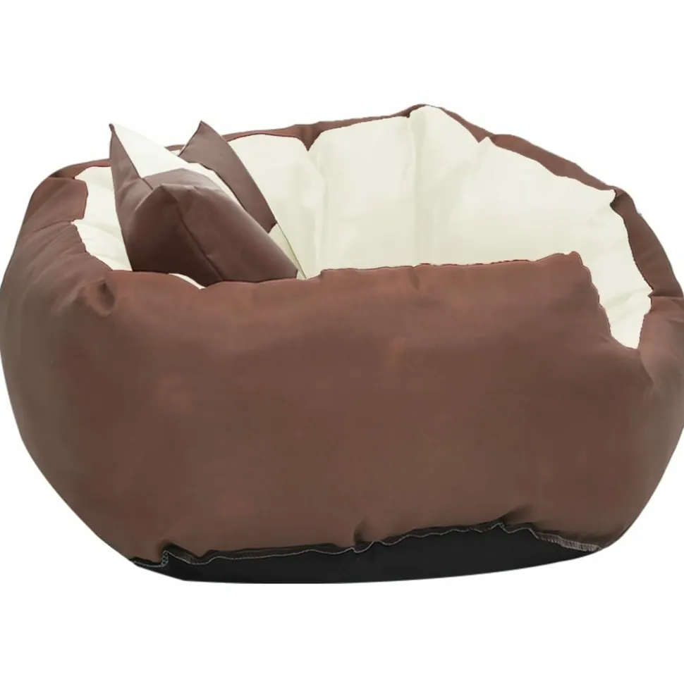 MAISON EXCLUSIVE - Coussin réversible lavable de chien marron et crème 65x50x20 cm