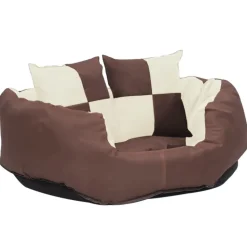 MAISON EXCLUSIVE - Coussin réversible lavable de chien marron et crème 65x50x20 cm