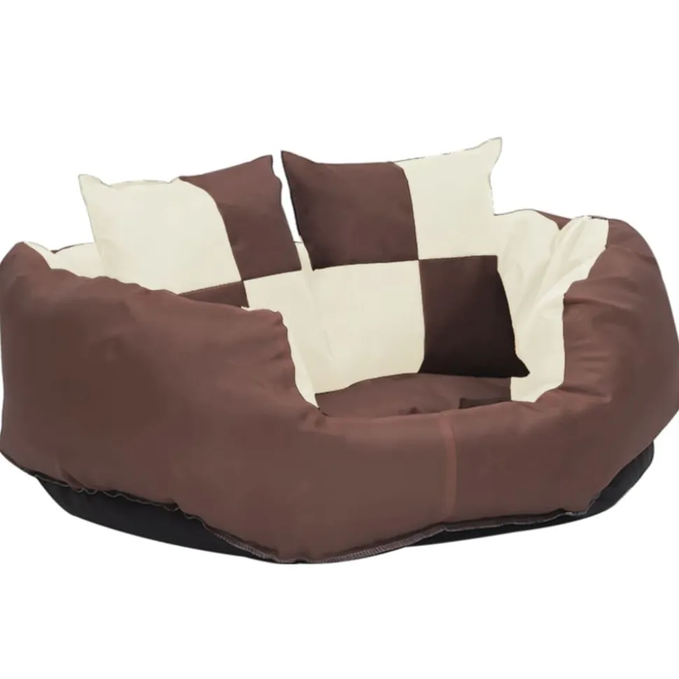 MAISON EXCLUSIVE - Coussin réversible lavable de chien marron et crème 65x50x20 cm