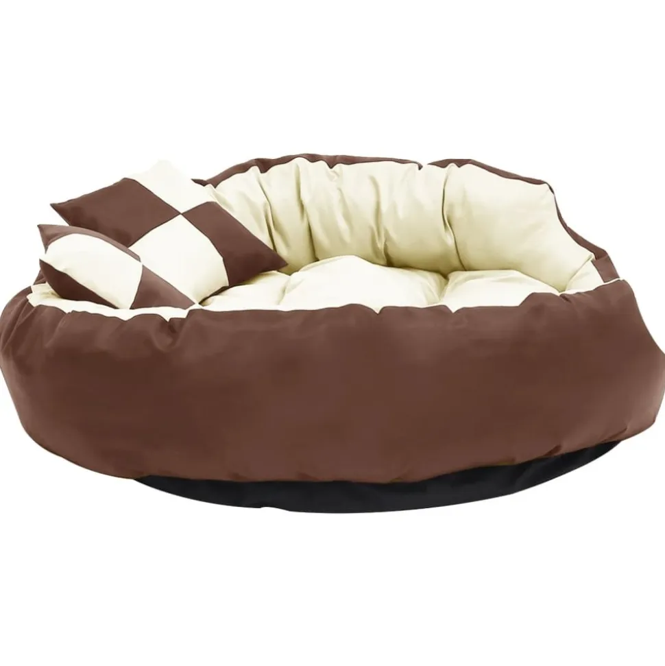 MAISON EXCLUSIVE - Coussin réversible lavable de chien marron et crème 110x80x23cm
