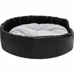 MAISON EXCLUSIVE - Lit chiens noir et gris 90x79x20 cm peluche et similicuir