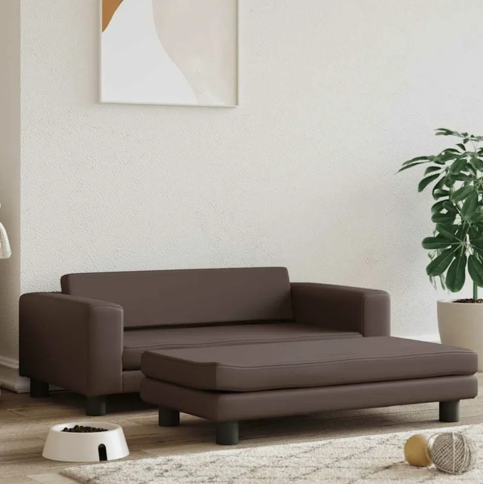 MAISON EXCLUSIVE - Lit pour chien avec extension marron 100x50x30 cm similicuir