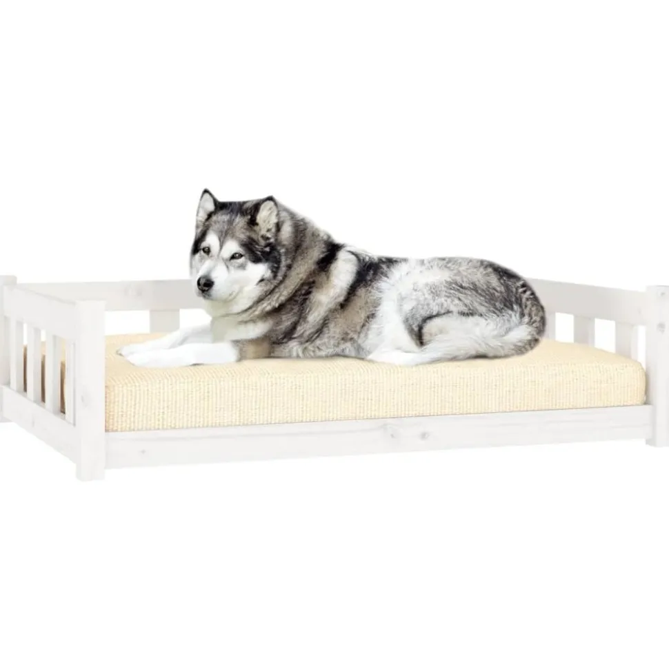 MAISON EXCLUSIVE - Lit pour chien blanc 105,5x75,5x28 cm bois de pin solide