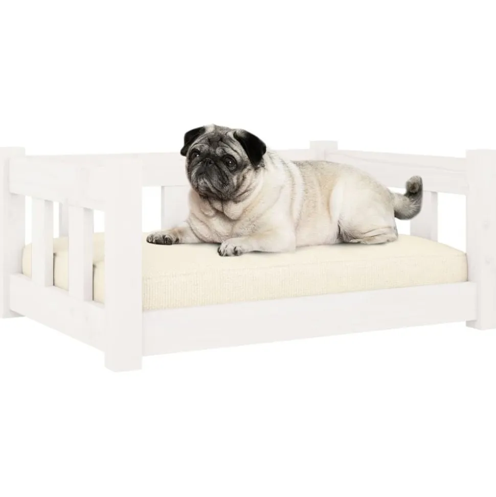 MAISON EXCLUSIVE - Lit pour chien blanc 65,5x50,5x28 cm bois de pin solide