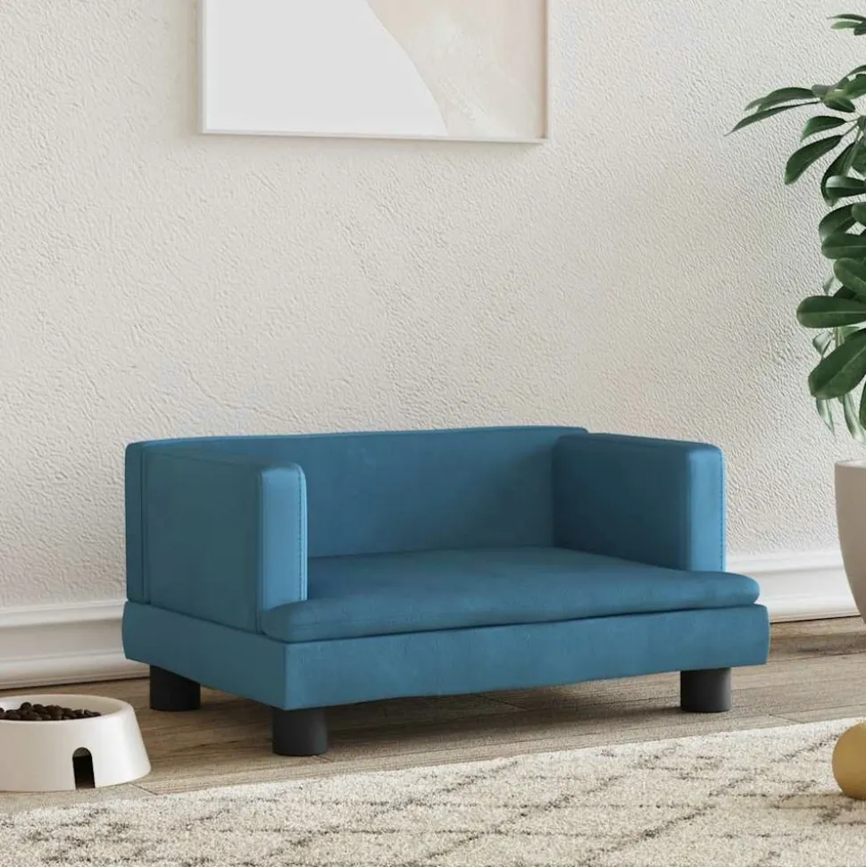 MAISON EXCLUSIVE - Lit pour chien bleu 60x40x30 cm velours