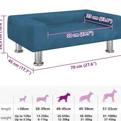 MAISON EXCLUSIVE - Lit pour chien bleu 70x45x26,5 cm velours
