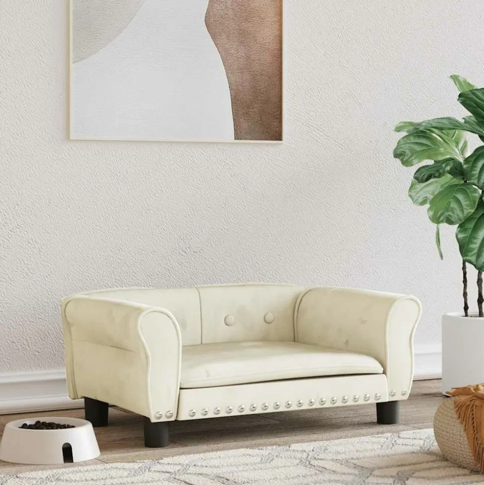 MAISON EXCLUSIVE - Lit pour chien crème 70x45x30 cm velours