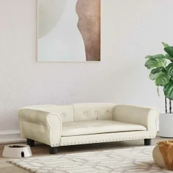 MAISON EXCLUSIVE - Lit pour chien crème 95x55x30 cm velours
