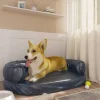 MAISON EXCLUSIVE - Lit pour chien ergonomique mousse bleu foncé 75x53cm similicuir
