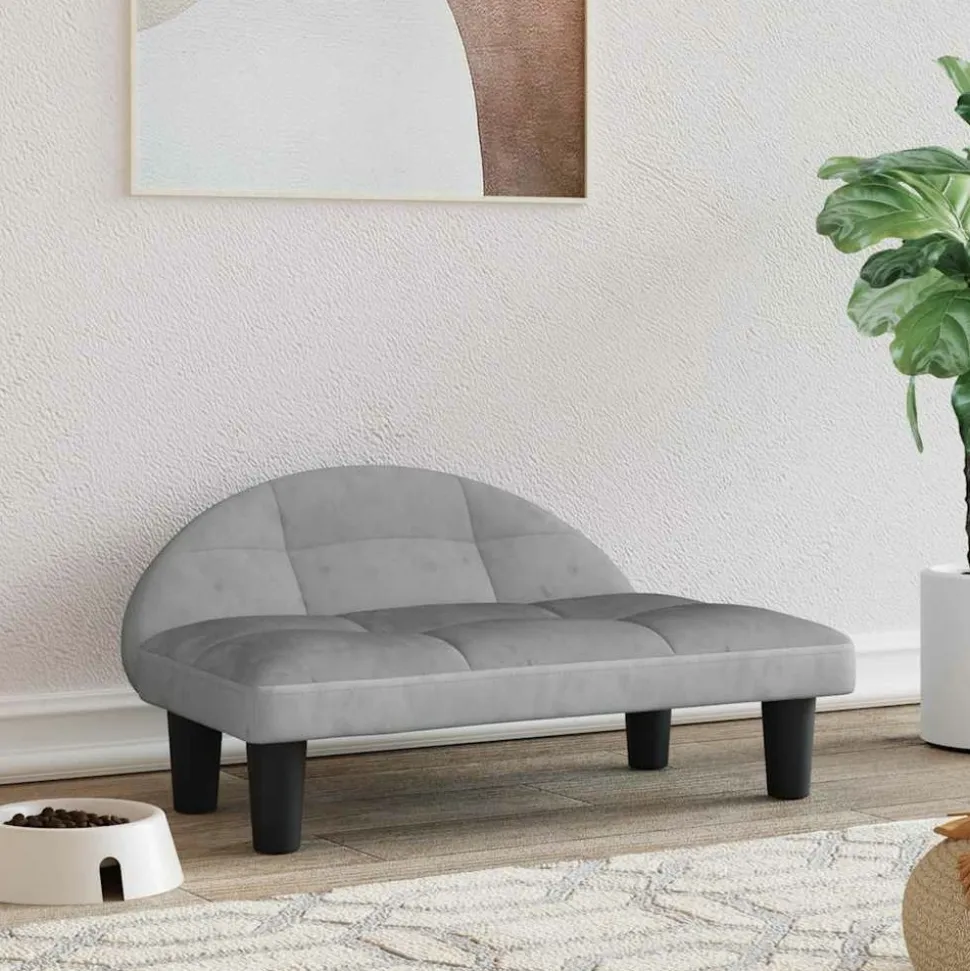 MAISON EXCLUSIVE - Lit pour chien gris clair 70x52x30 cm velours