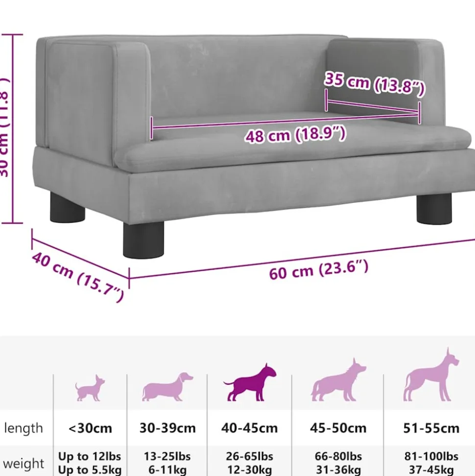MAISON EXCLUSIVE - Lit pour chien gris clair 60x40x30 cm velours