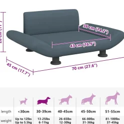 MAISON EXCLUSIVE - Lit pour chien gris foncé 70x45x28 cm tissu