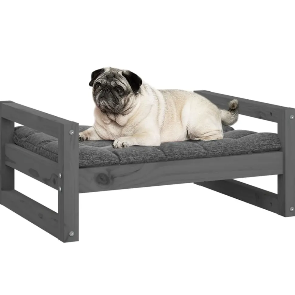 MAISON EXCLUSIVE - Lit pour chien gris 65,5x50,5x28 cm bois de pin solide