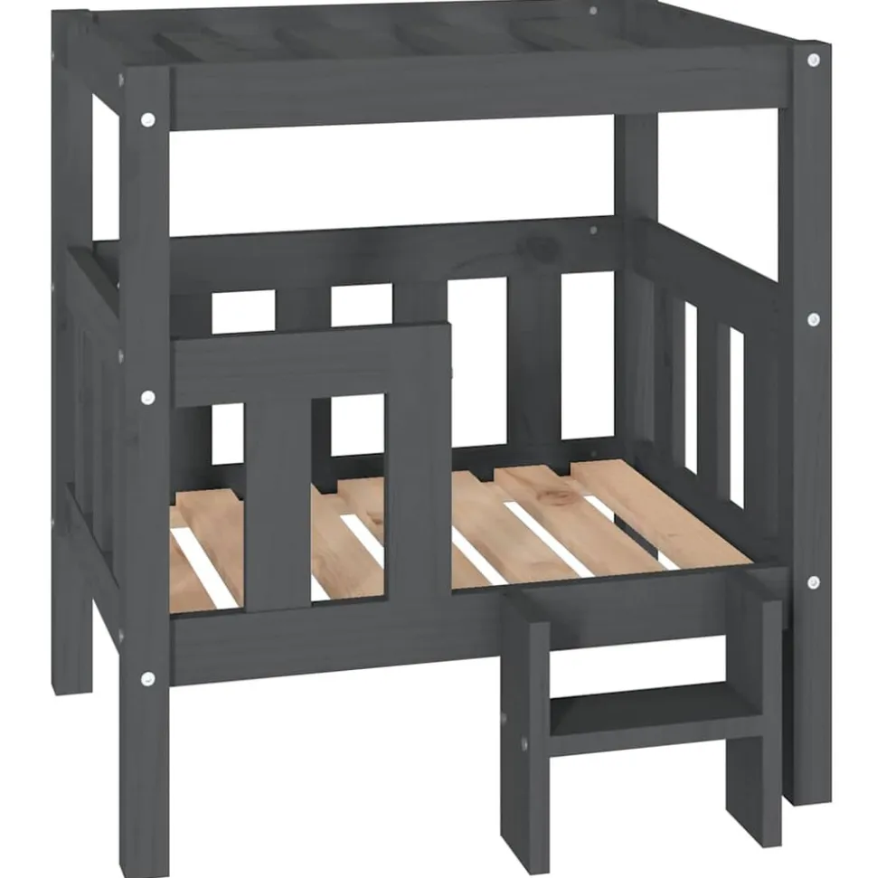 MAISON EXCLUSIVE - Lit pour chien gris 65,5x50,5x70 cm bois de pin solide