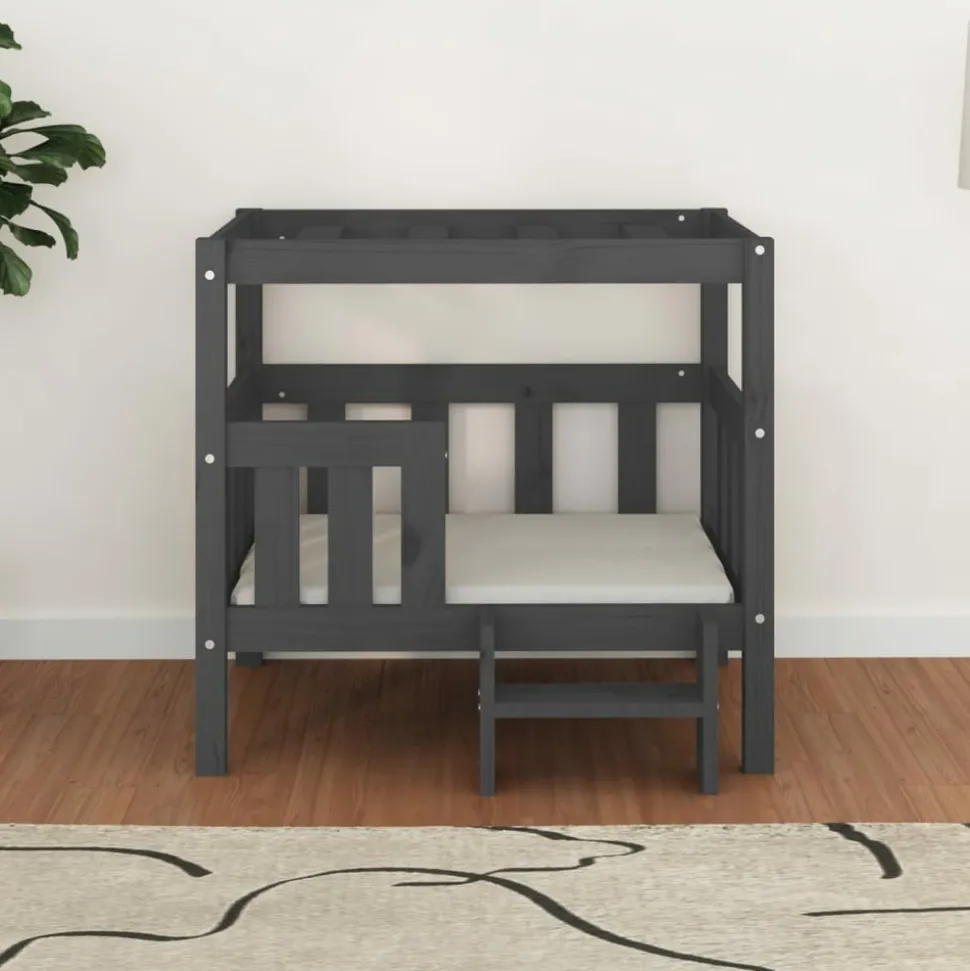MAISON EXCLUSIVE - Lit pour chien gris 75,5x63,5x70 cm bois de pin solide