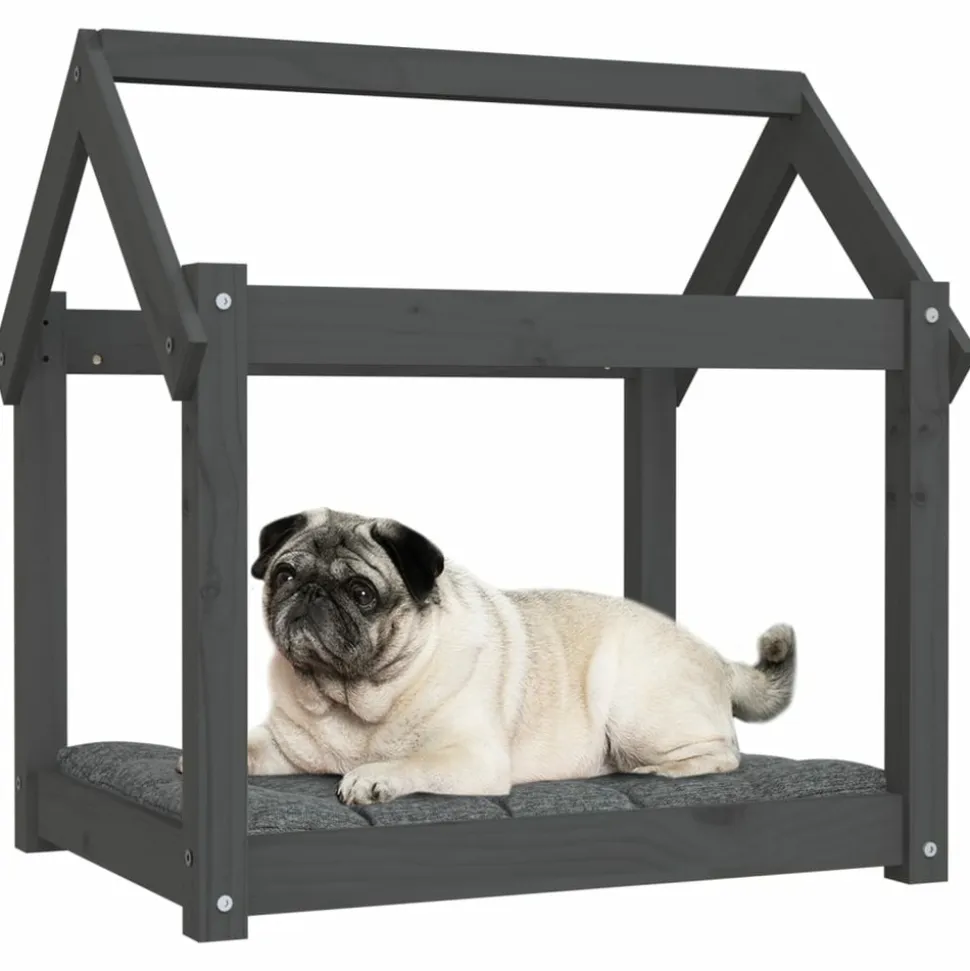 MAISON EXCLUSIVE - Lit pour chien gris 71x55x70 cm bois de pin solide