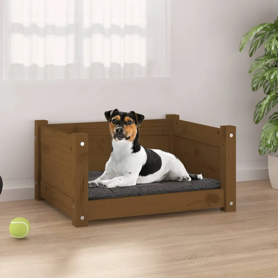 MAISON EXCLUSIVE - Lit pour chien marron miel 55,5x45,5x28 cm bois massif de pin