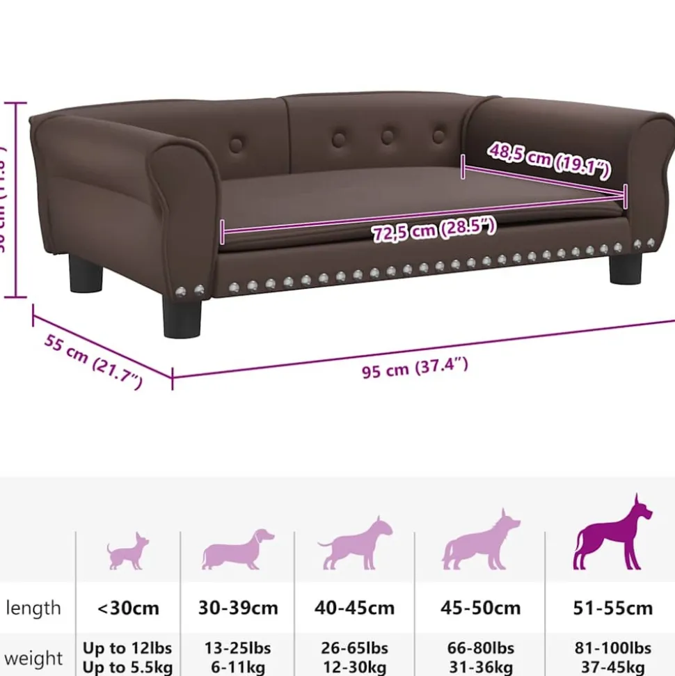 MAISON EXCLUSIVE - Lit pour chien marron 95x55x30 cm similicuir