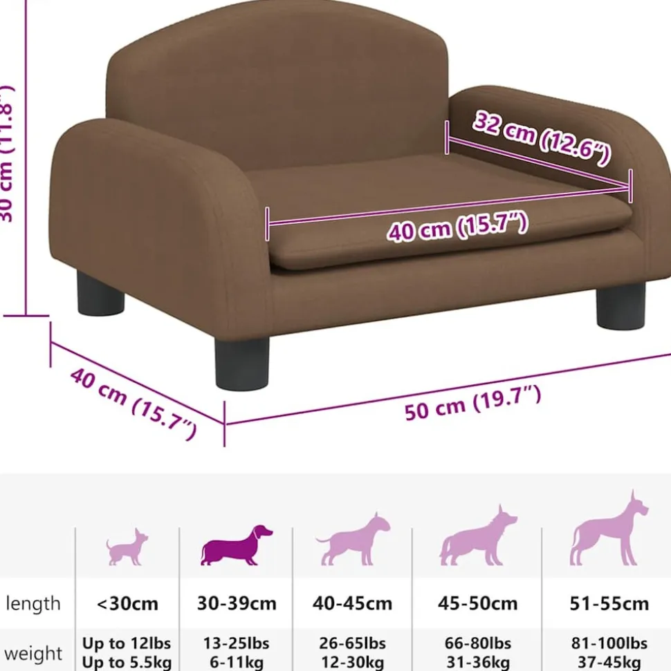 MAISON EXCLUSIVE - Lit pour chien marron 50x40x30 cm tissu