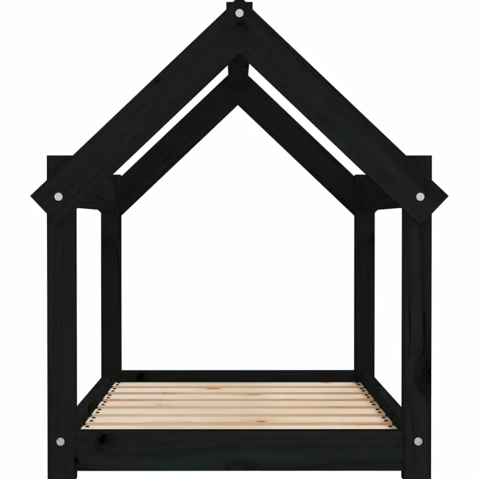 MAISON EXCLUSIVE - Lit pour chien noir 81x60x70 cm bois de pin solide
