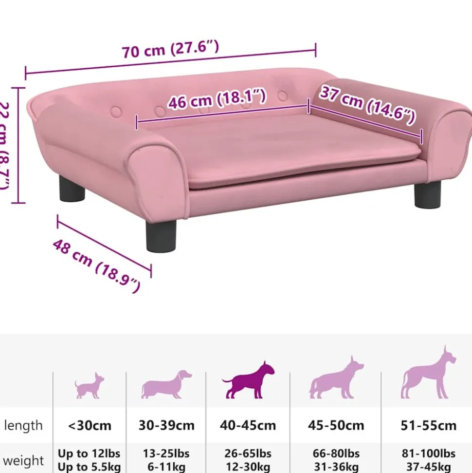 MAISON EXCLUSIVE - Lit pour chien rose 70x48x22 cm velours