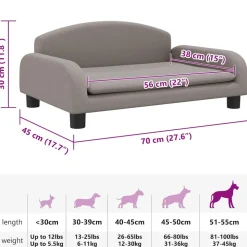 MAISON EXCLUSIVE - Lit pour chien taupe 70x45x30 cm tissu