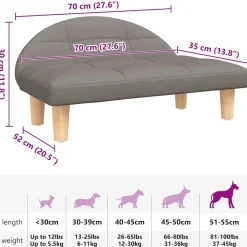 MAISON EXCLUSIVE - Lit pour chien taupe 70x52x30 cm tissu