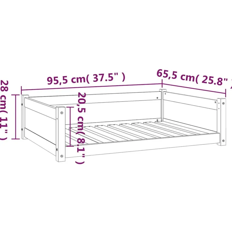 MAISON EXCLUSIVE - Lit pour chien 95,5x65,5x28 cm bois de pin solide