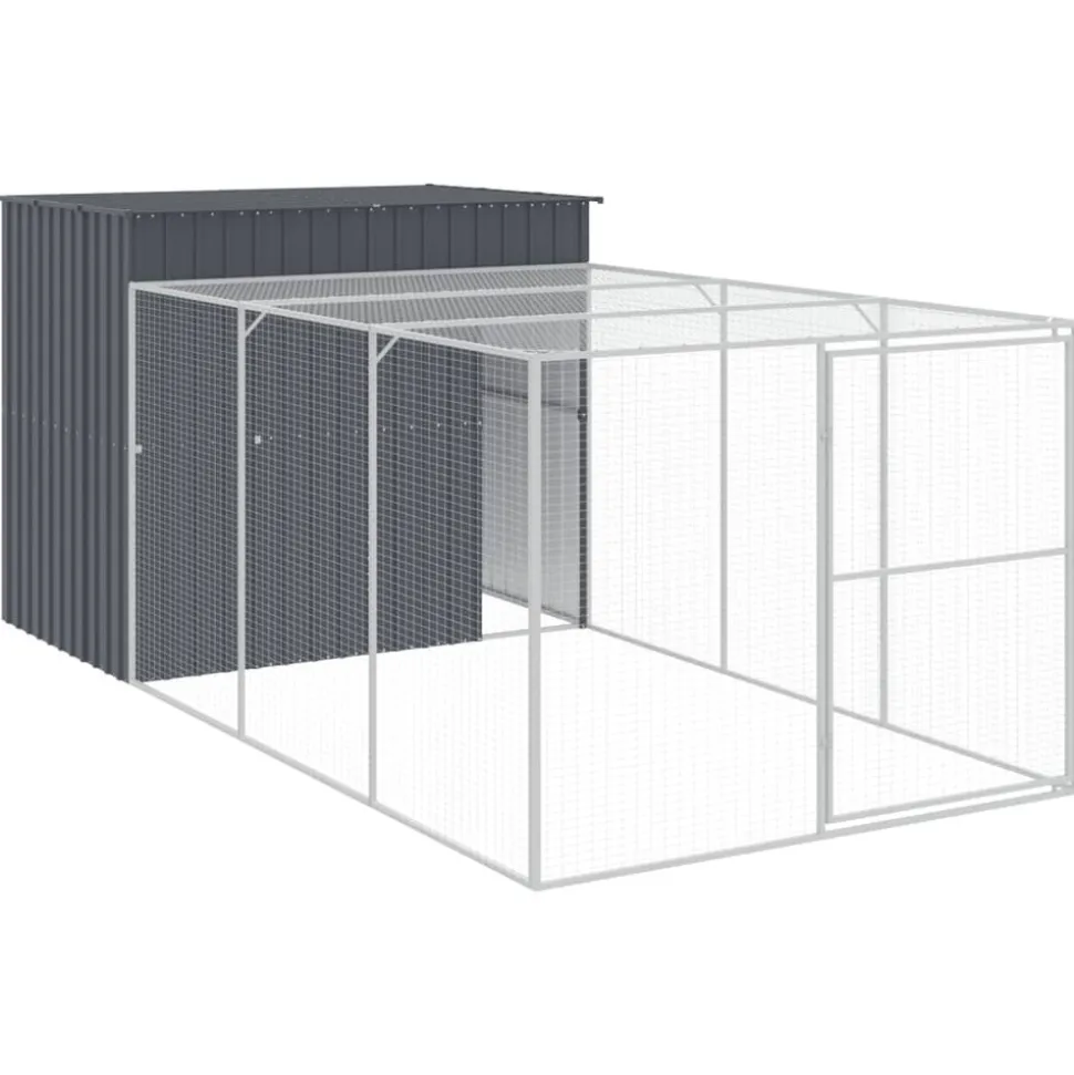 MAISON EXCLUSIVE - Niche pour chien avec cour anthracite 214x457x181 cm