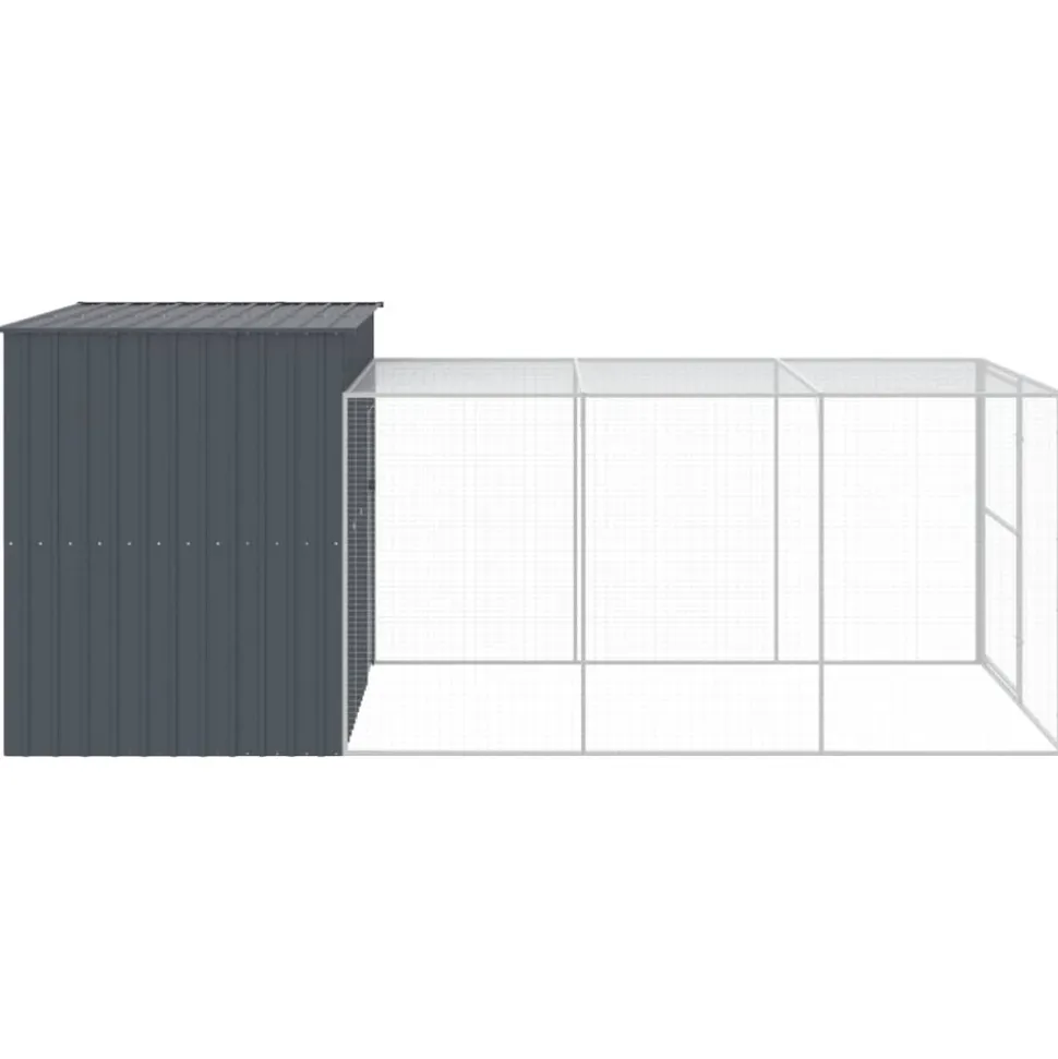 MAISON EXCLUSIVE - Niche pour chien avec cour anthracite 214x457x181 cm