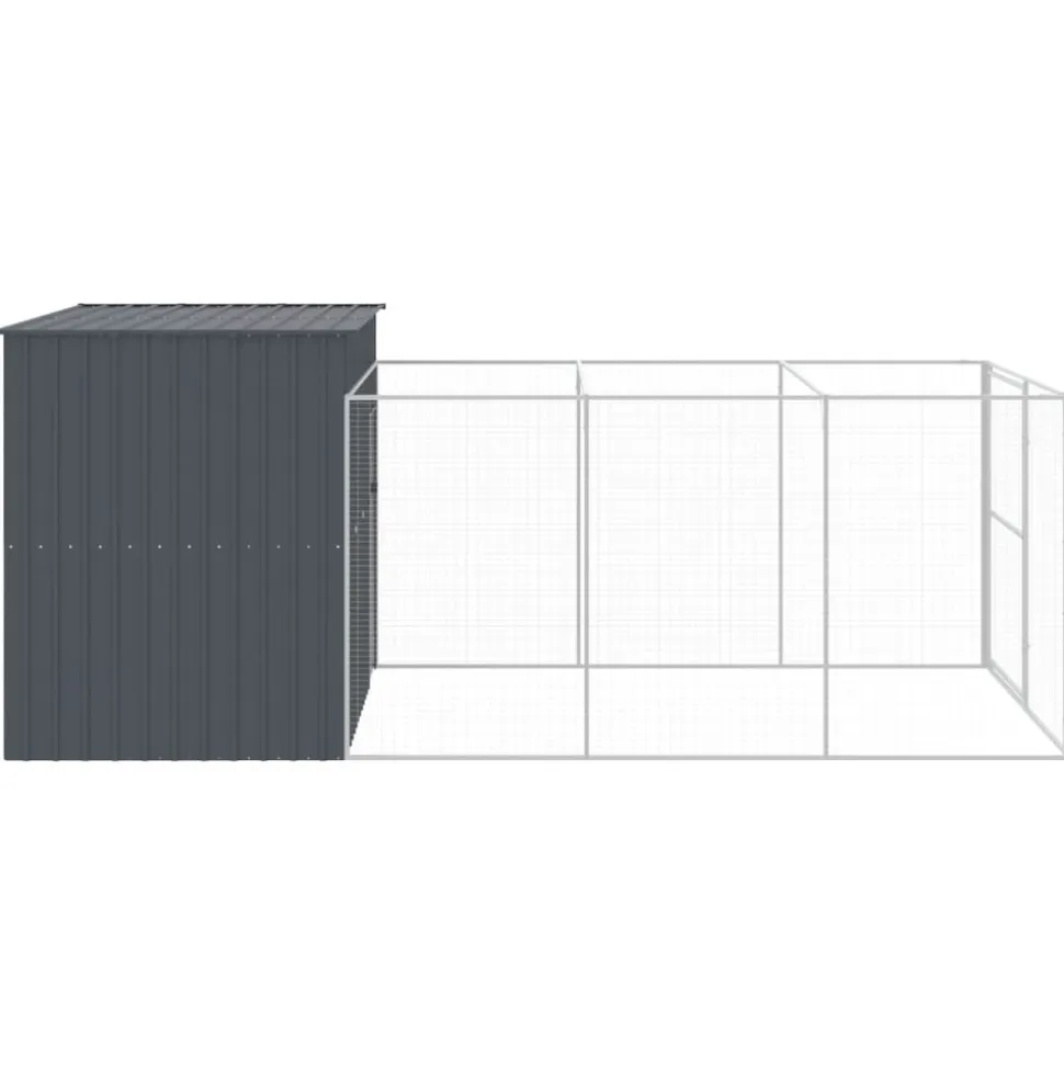 MAISON EXCLUSIVE - Niche pour chien avec cour anthracite 214x457x181 cm
