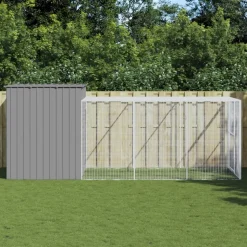 MAISON EXCLUSIVE - Niche pour chien avec cour gris clair 214x457x181 cm