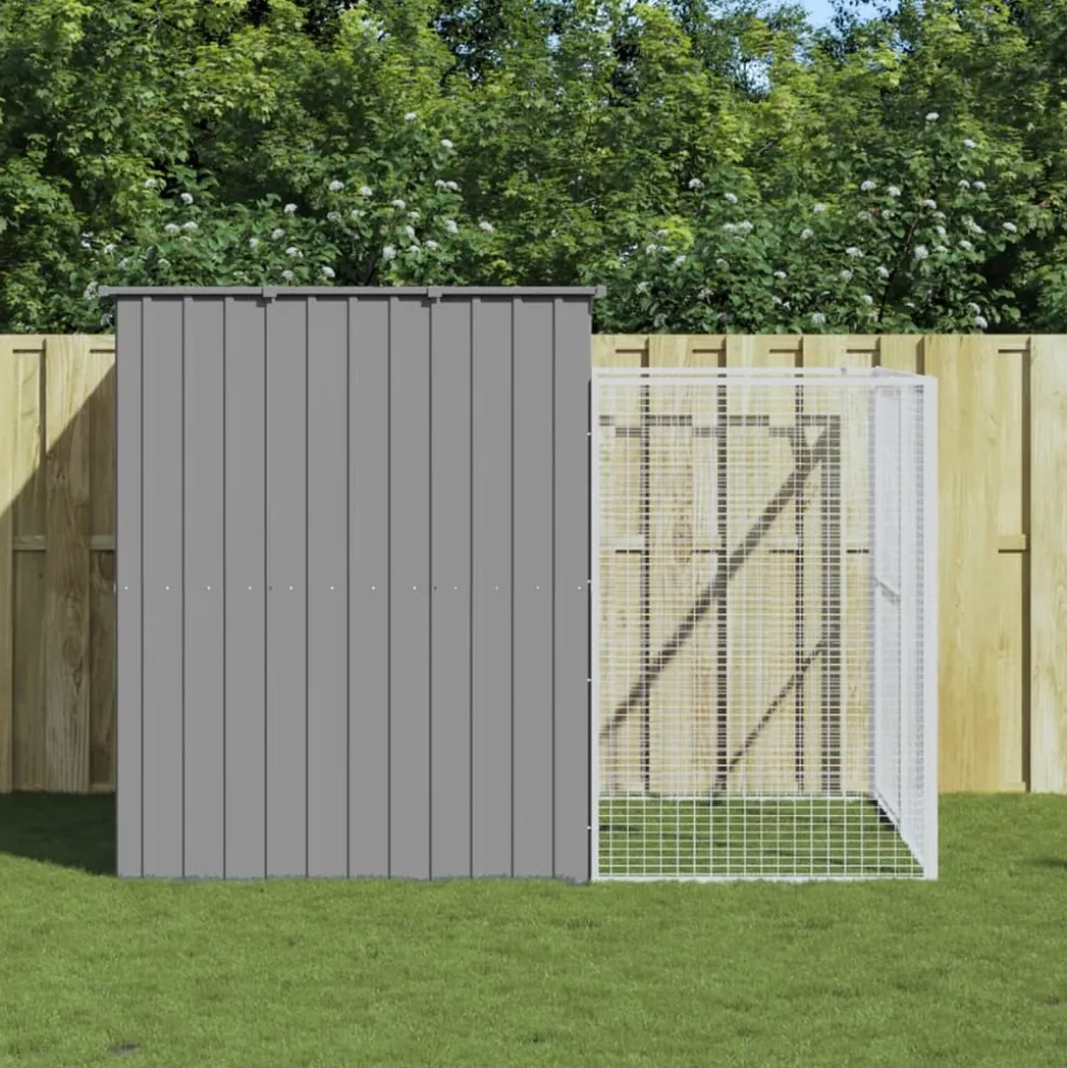 MAISON EXCLUSIVE - Niche pour chien avec cour gris clair 214x253x181 cm
