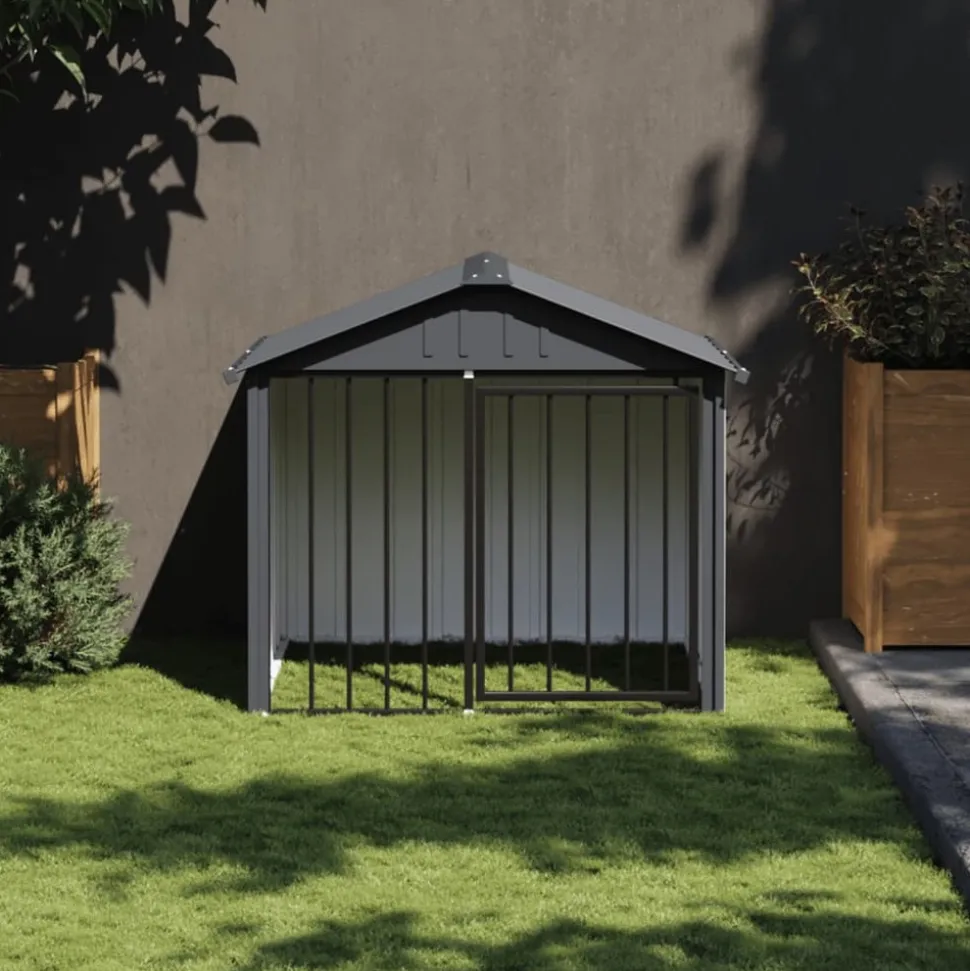 MAISON EXCLUSIVE - Niche pour chien avec toit noir 117x103x102 cm acier galvanisé