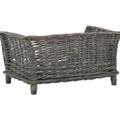 MAISON EXCLUSIVE - Panier pour chiens avec coussin gris 50x33x30 cm saule naturel