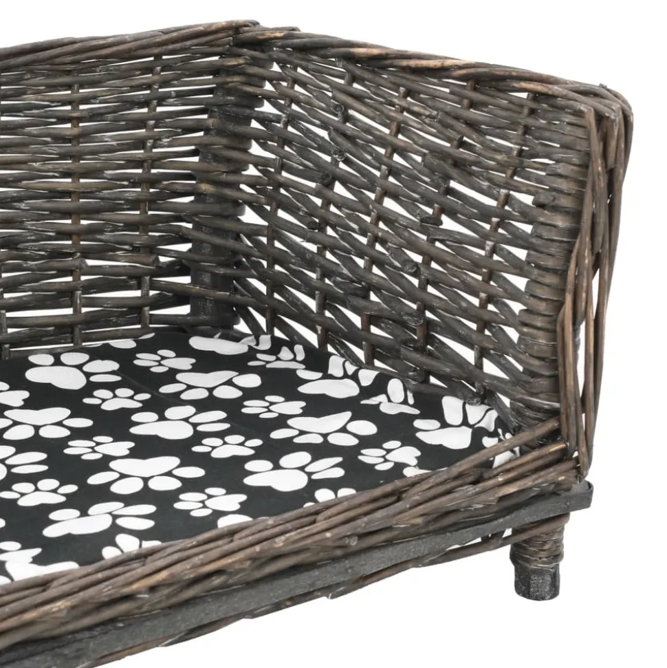MAISON EXCLUSIVE - Panier pour chiens avec coussin gris 50x33x30 cm saule naturel