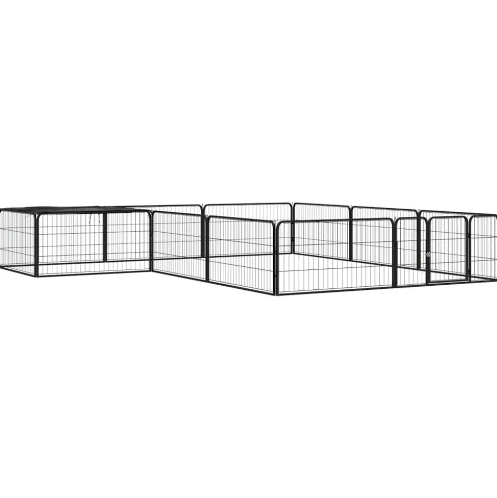 MAISON EXCLUSIVE - Parc pour chien 12panneaux noir 100x50cm acier enduit de poudre