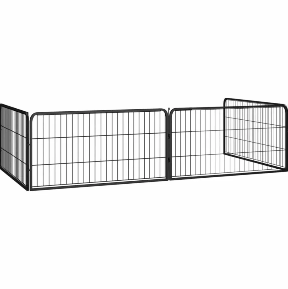 MAISON EXCLUSIVE - Parc pour chien 4 panneaux noir 100x50cm acier enduit de poudre