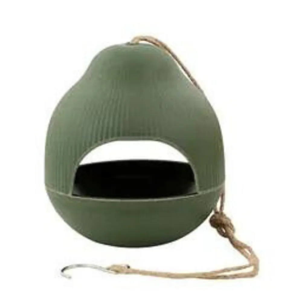 Mangeoire bambou design verte pour oiseaux sauvages