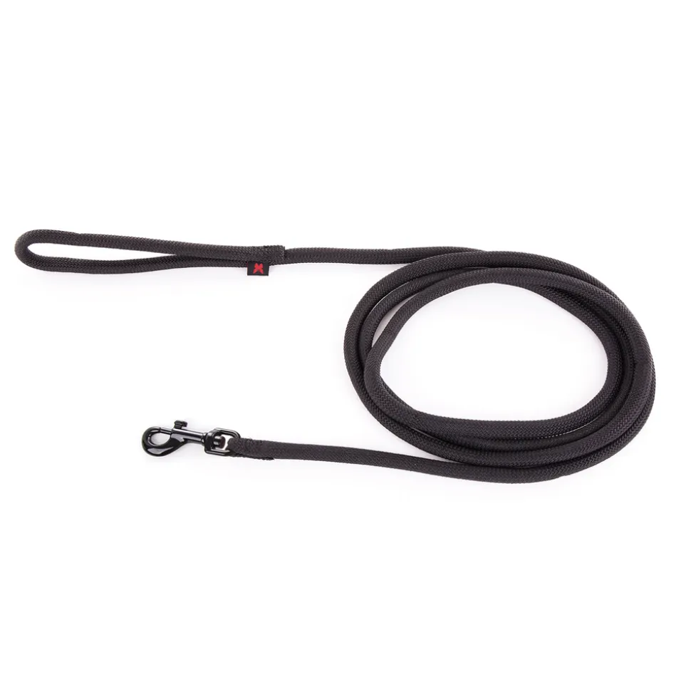 MARTIN SELLIER - Laisse pour chien, en nylon: rond uni noir L. 2 m