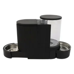 M PETS - Distributeur de croquettes et d'eau m.pets duplo 1,3kg/3l - 40x16.2x29.1 cm - noir