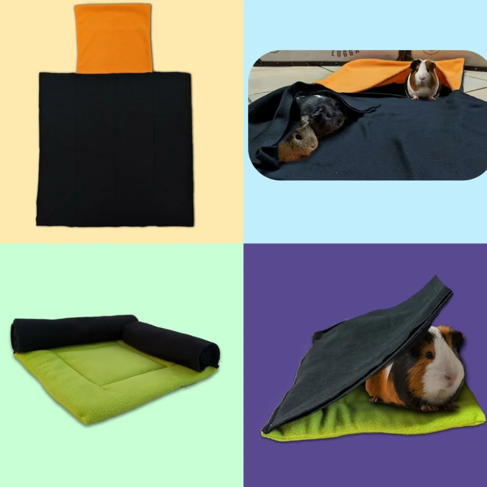 NEO SOLVO - Coussin polaire avec 2 boudins tunnels pour cochon d'inde