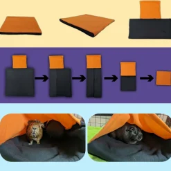 NEO SOLVO - Coussin polaire pour cochon d'inde et lapin avec cachette et couverture intégrée