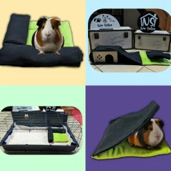 NEO SOLVO - Lot de 2 coussins polaire pour cochon d'inde et lapin avec cachette et couverture intégrée
