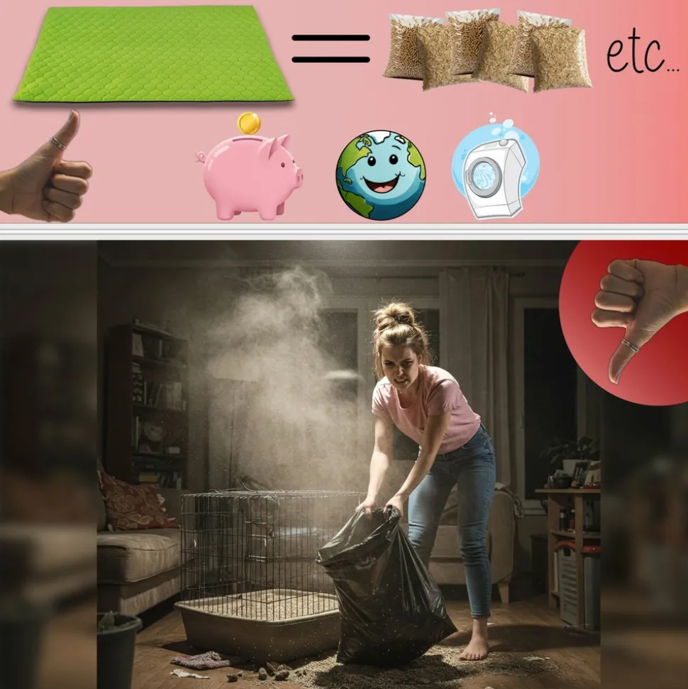 NEO SOLVO - Tapis qui remplace la litière pour cochon d'inde et lapin - absorbant, imperméable, passe en machine - 70 x 35 cm