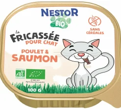 NESTOR BIO - Pâtées sans céréales bio au saumon pour chat 100g